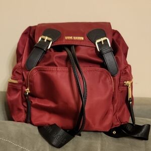 Steve Madden Burgundy Backpack with Black Gold Accents